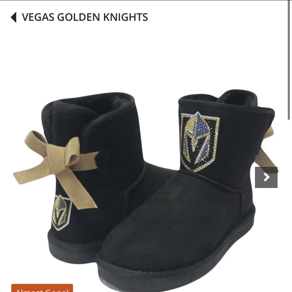 Vegas Golden Knights Rhinestone Bling Ribbon Womens Boots